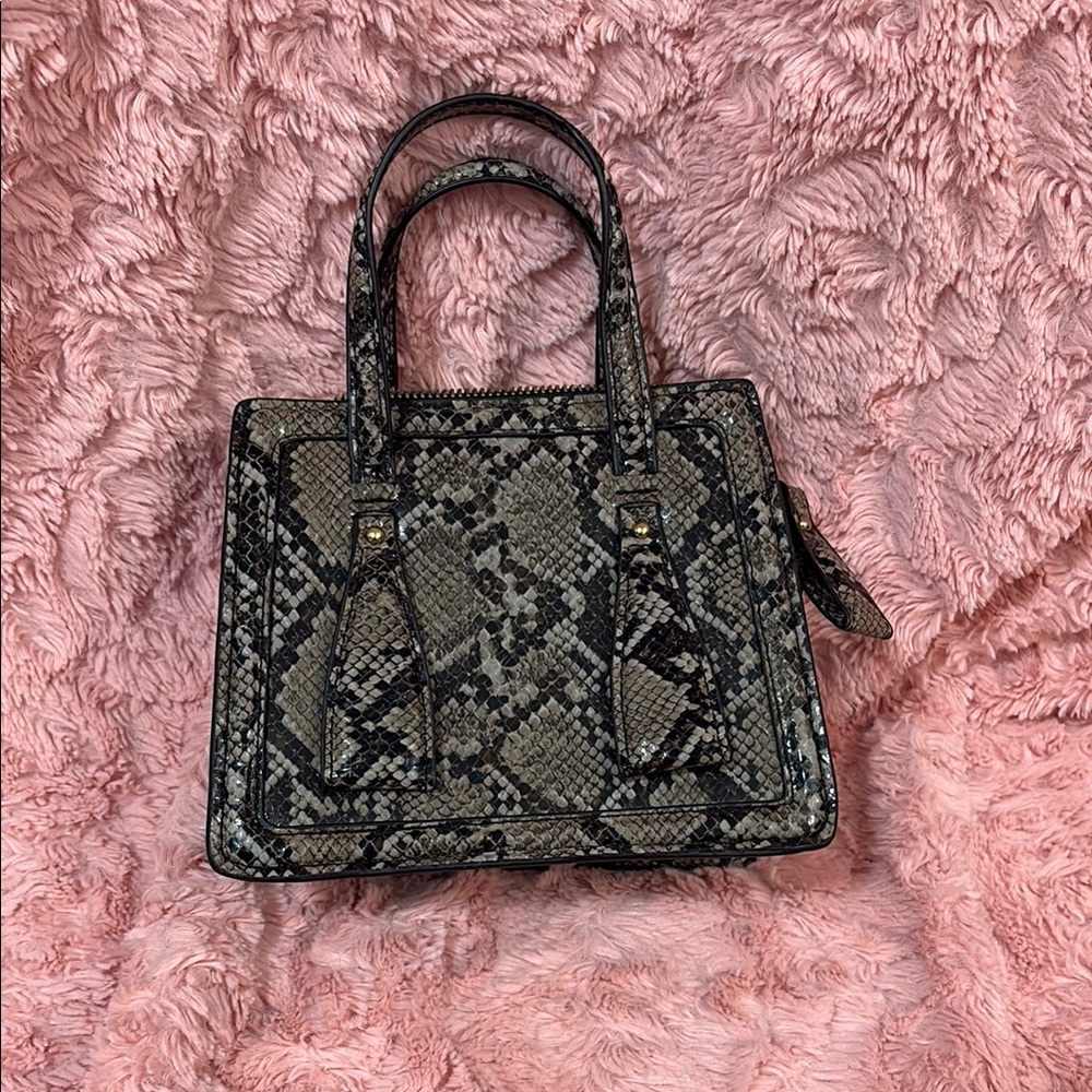 Zara Black and Gray Satchel with Snakeskin Texture